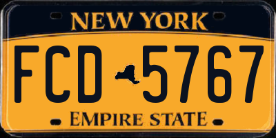 NY license plate FCD5767