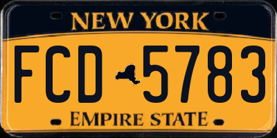 NY license plate FCD5783