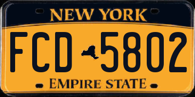 NY license plate FCD5802