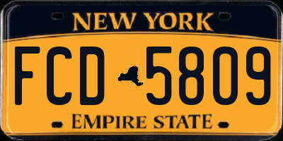 NY license plate FCD5809