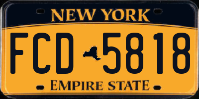 NY license plate FCD5818