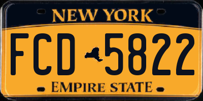 NY license plate FCD5822