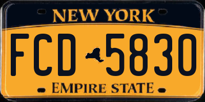 NY license plate FCD5830