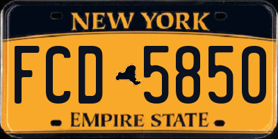 NY license plate FCD5850