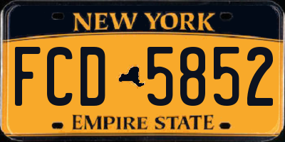 NY license plate FCD5852