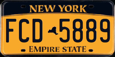 NY license plate FCD5889
