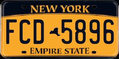 NY license plate FCD5896