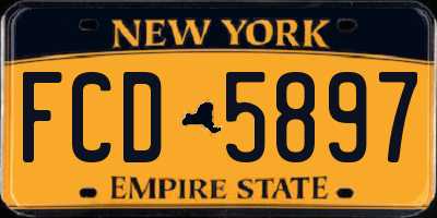 NY license plate FCD5897