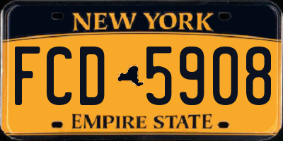 NY license plate FCD5908