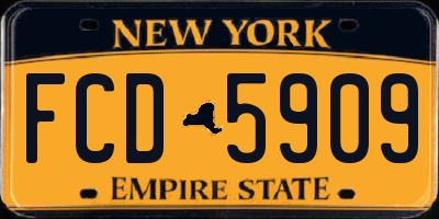 NY license plate FCD5909