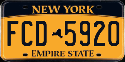 NY license plate FCD5920