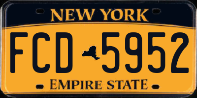 NY license plate FCD5952