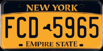 NY license plate FCD5965