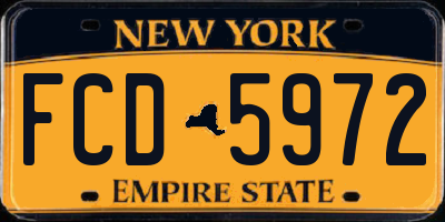 NY license plate FCD5972