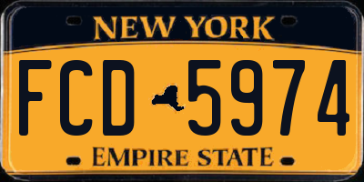 NY license plate FCD5974