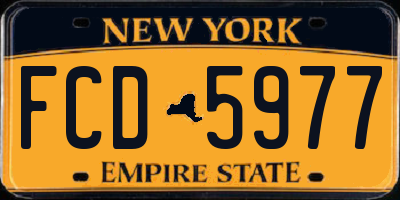 NY license plate FCD5977