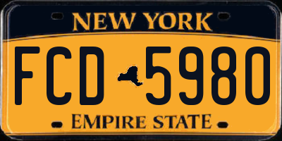 NY license plate FCD5980