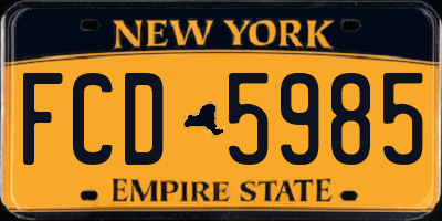 NY license plate FCD5985