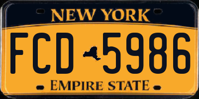 NY license plate FCD5986