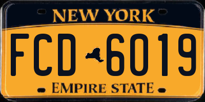 NY license plate FCD6019