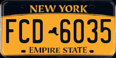 NY license plate FCD6035