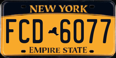 NY license plate FCD6077