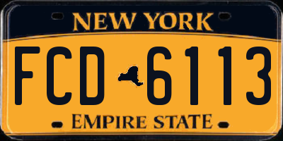 NY license plate FCD6113