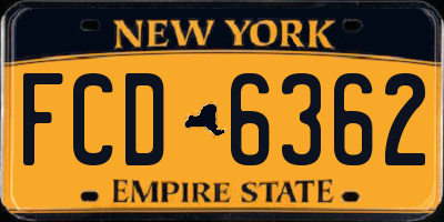 NY license plate FCD6362