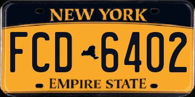 NY license plate FCD6402