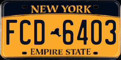 NY license plate FCD6403