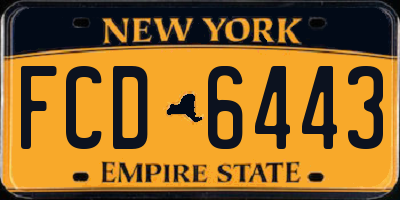 NY license plate FCD6443