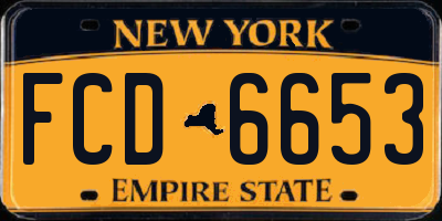 NY license plate FCD6653