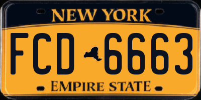 NY license plate FCD6663