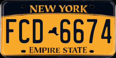 NY license plate FCD6674