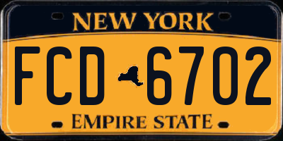 NY license plate FCD6702