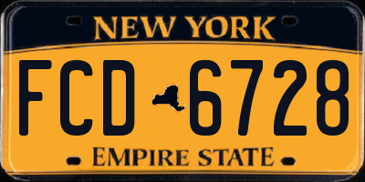 NY license plate FCD6728