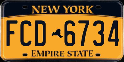 NY license plate FCD6734