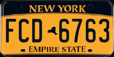 NY license plate FCD6763