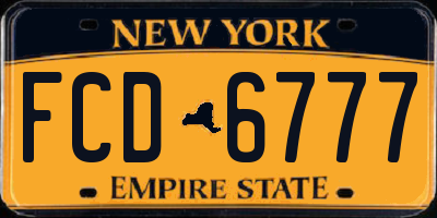NY license plate FCD6777