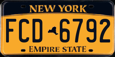 NY license plate FCD6792