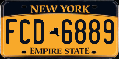 NY license plate FCD6889