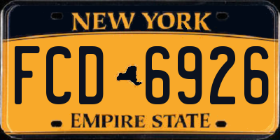 NY license plate FCD6926