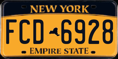 NY license plate FCD6928