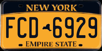 NY license plate FCD6929