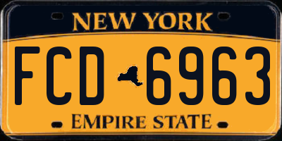 NY license plate FCD6963