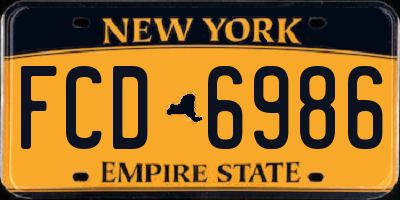NY license plate FCD6986