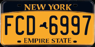 NY license plate FCD6997