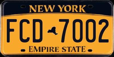 NY license plate FCD7002