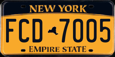 NY license plate FCD7005