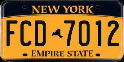 NY license plate FCD7012